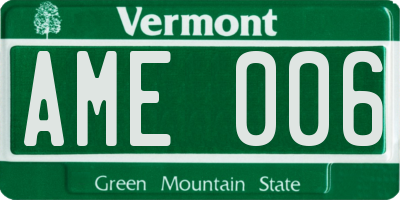 VT license plate AME006