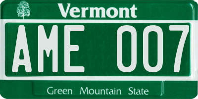 VT license plate AME007