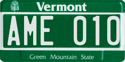 VT license plate AME010