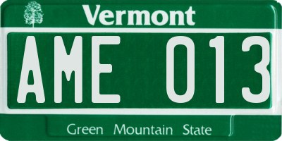 VT license plate AME013