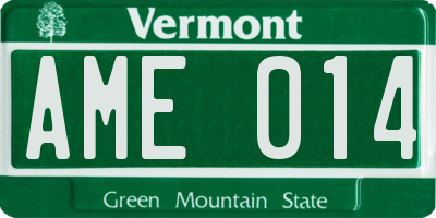VT license plate AME014