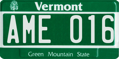 VT license plate AME016