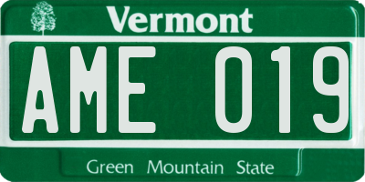VT license plate AME019