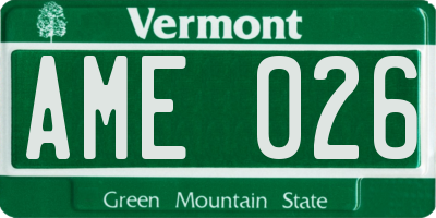 VT license plate AME026