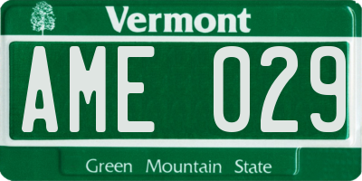 VT license plate AME029