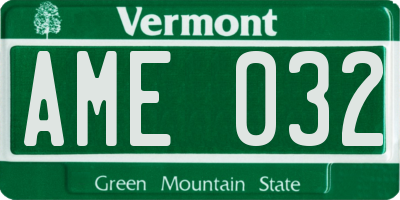 VT license plate AME032
