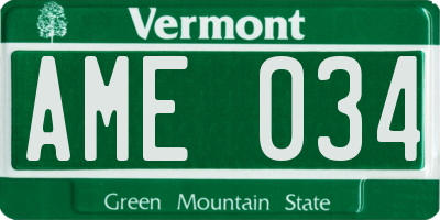 VT license plate AME034