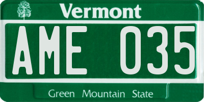 VT license plate AME035