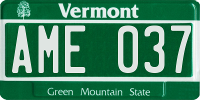 VT license plate AME037