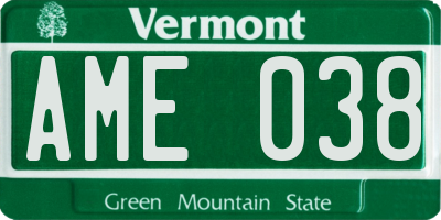 VT license plate AME038