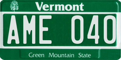 VT license plate AME040