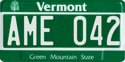 VT license plate AME042