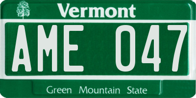 VT license plate AME047