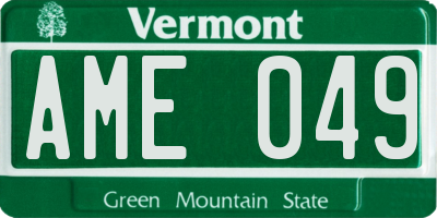 VT license plate AME049