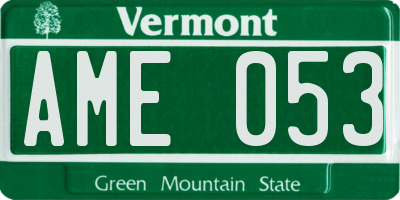 VT license plate AME053
