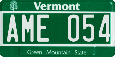 VT license plate AME054