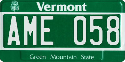 VT license plate AME058