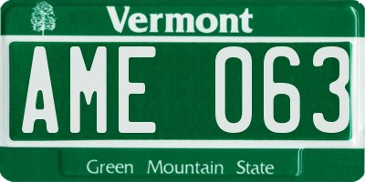 VT license plate AME063
