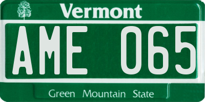 VT license plate AME065