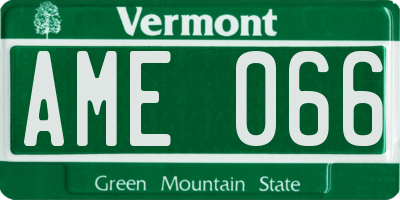 VT license plate AME066