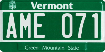 VT license plate AME071