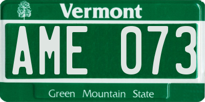 VT license plate AME073