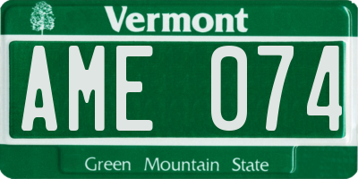 VT license plate AME074
