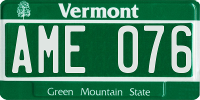 VT license plate AME076