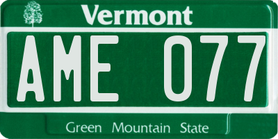VT license plate AME077