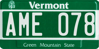 VT license plate AME078