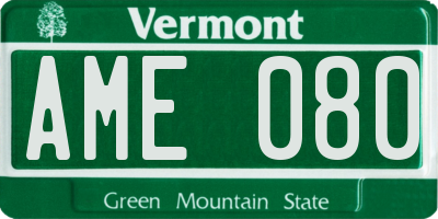 VT license plate AME080