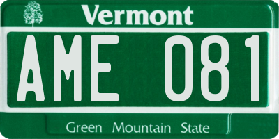 VT license plate AME081