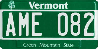 VT license plate AME082