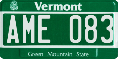 VT license plate AME083