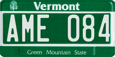 VT license plate AME084