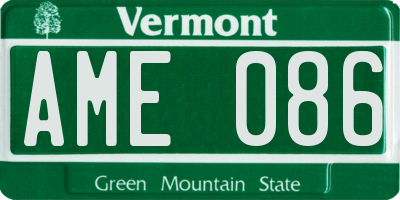 VT license plate AME086
