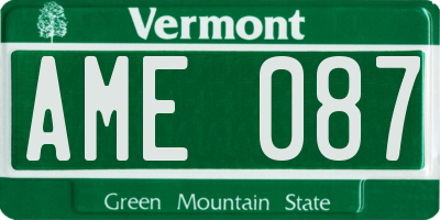 VT license plate AME087