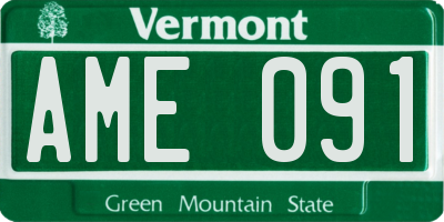 VT license plate AME091