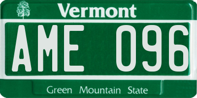 VT license plate AME096