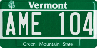 VT license plate AME104