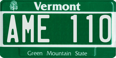 VT license plate AME110