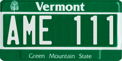 VT license plate AME111