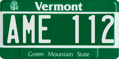 VT license plate AME112
