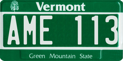 VT license plate AME113