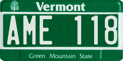 VT license plate AME118