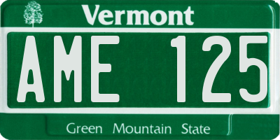 VT license plate AME125