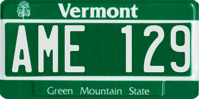 VT license plate AME129