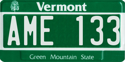 VT license plate AME133