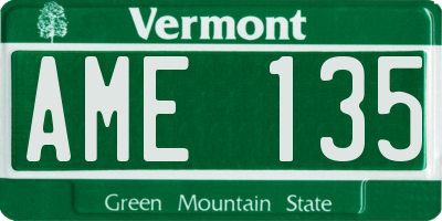 VT license plate AME135