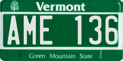 VT license plate AME136